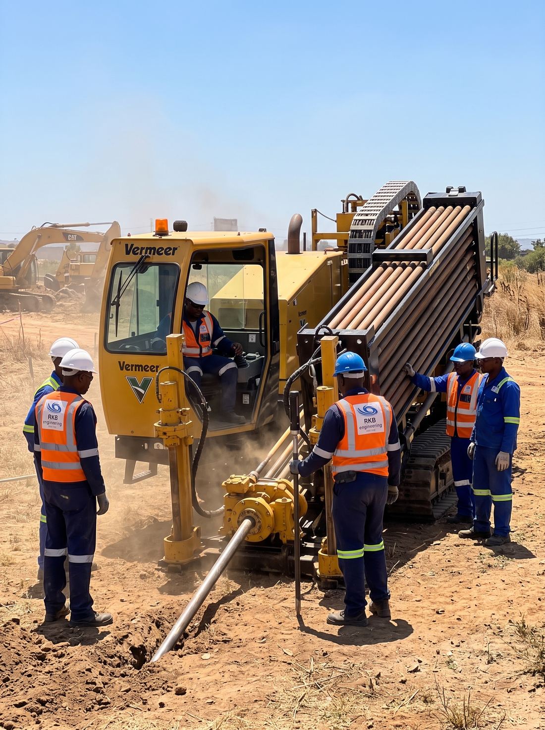 RKB crew operating a Vermeer horizontal directional drilling rig